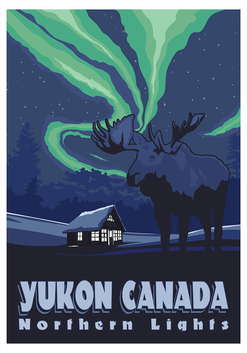 Poster de impressão de viagem de Yukon Canadá