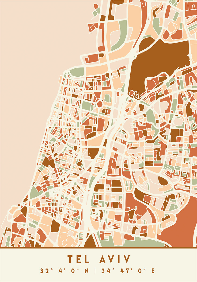 Póster Mapas Pretos Tons de Terra 87