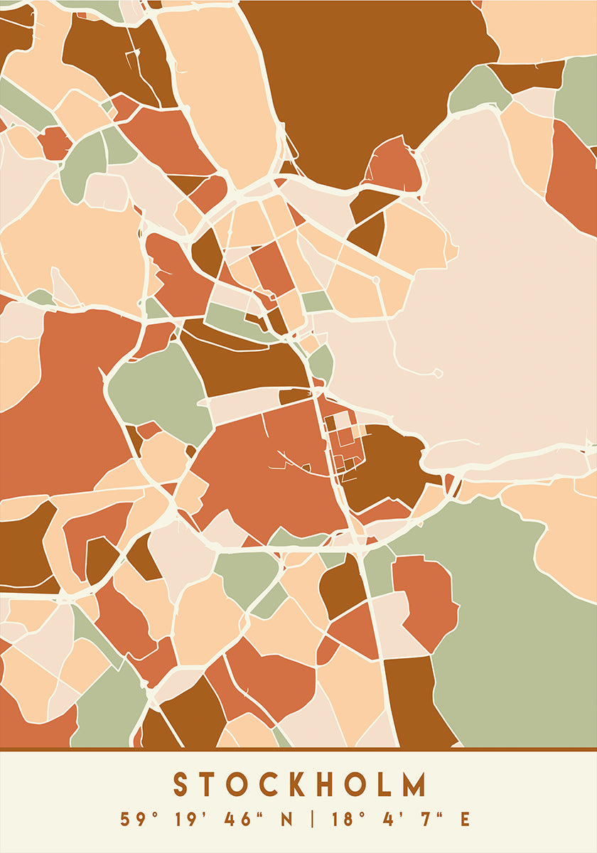 Póster Mapas Pretos Tons de Terra 83