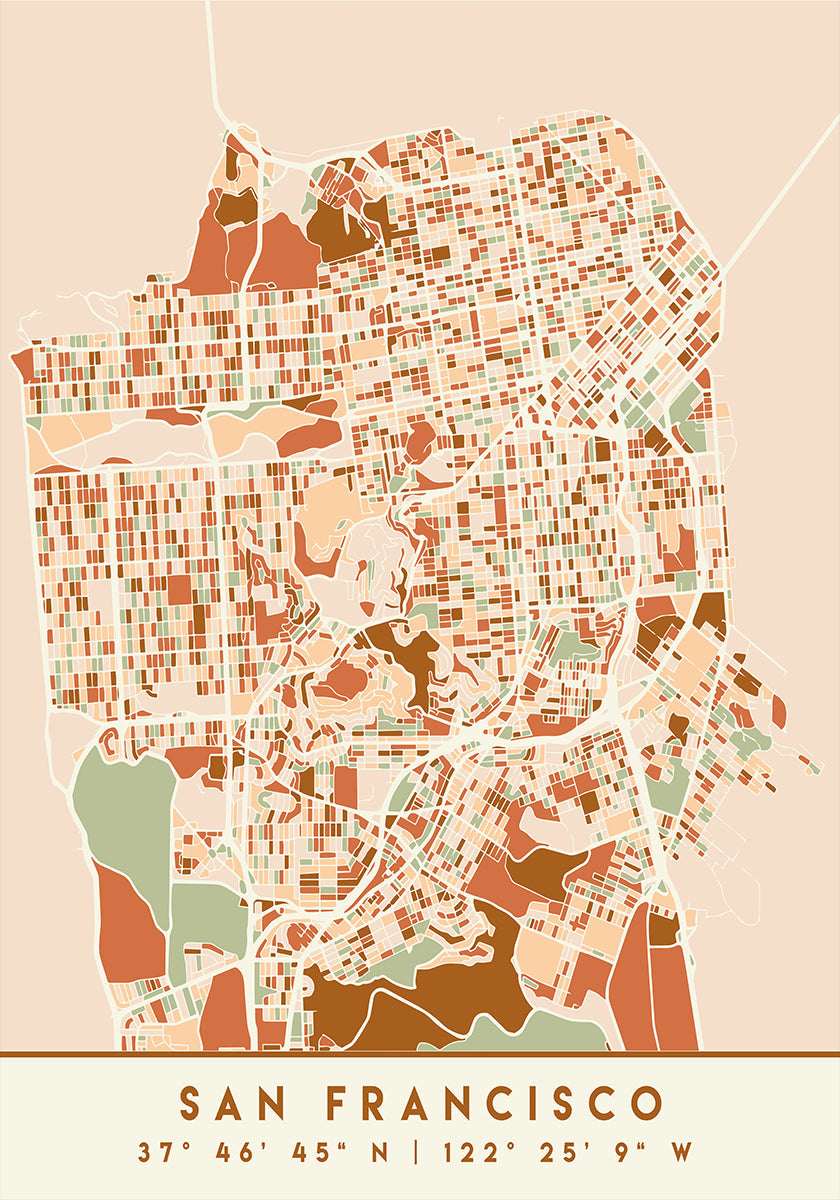 Póster Mapas Pretos Tons de Terra 75