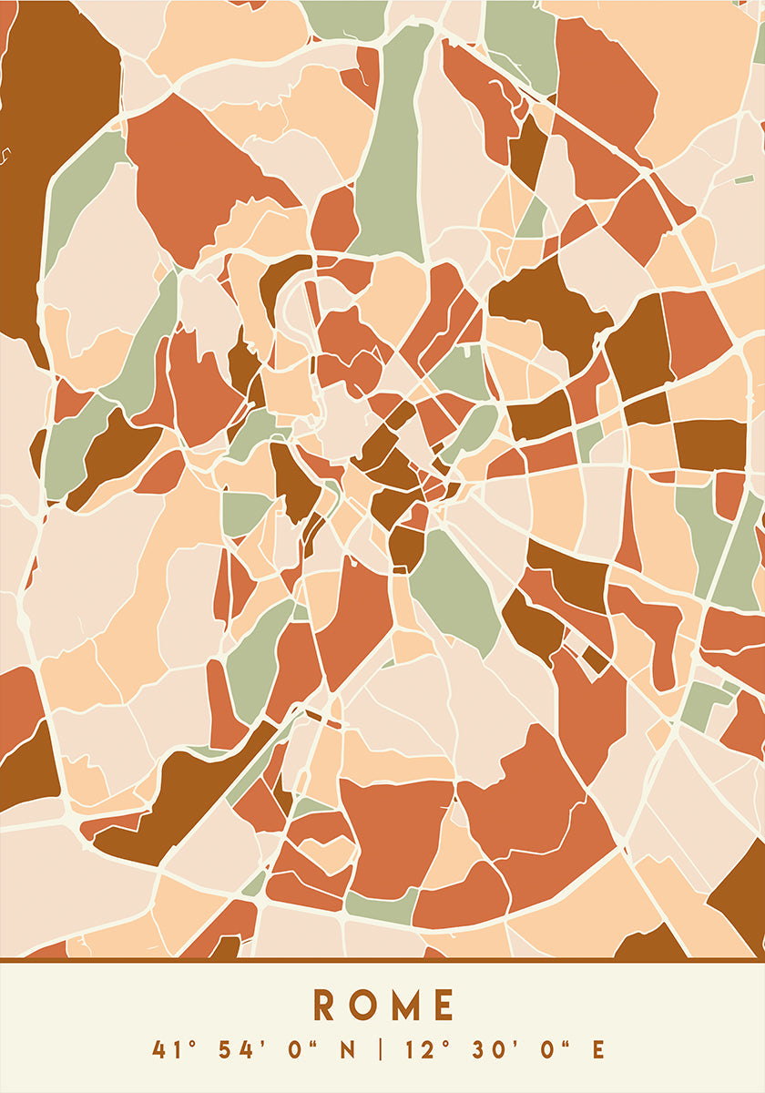 Póster Mapas Pretos Tons de Terra 72