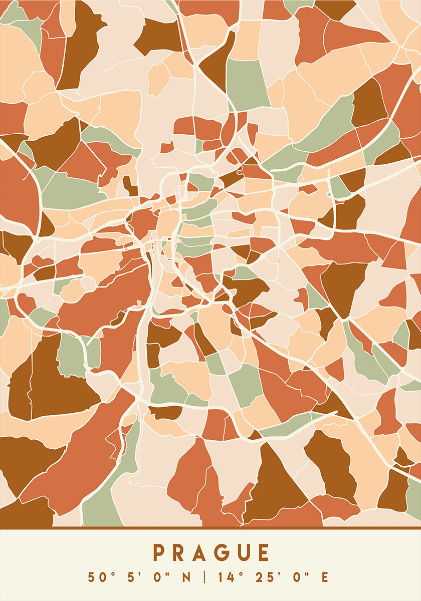 Póster Mapas Pretos Tons de Terra 69