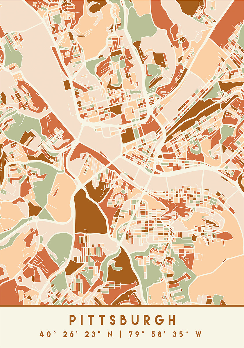 Póster Mapas Pretos Tons de Terra 67