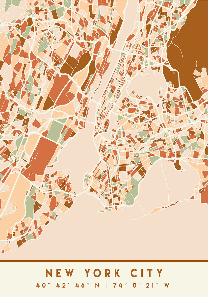 Póster Mapas Pretos Tons de Terra 61