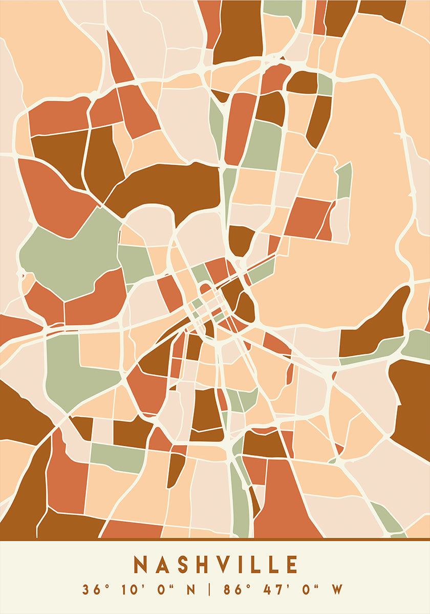 Póster Mapas Pretos Tons de Terra 59