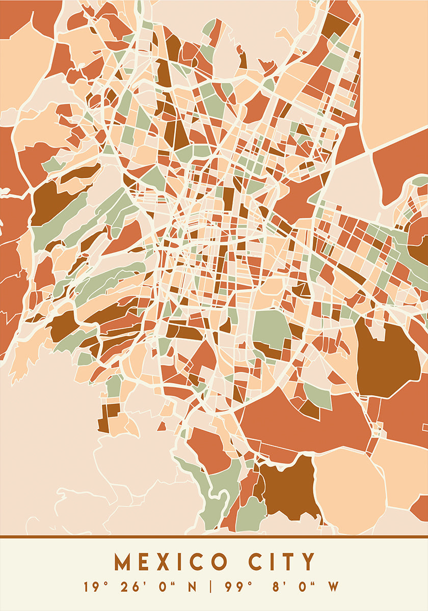 Póster Mapas Pretos Tons de Terra 52