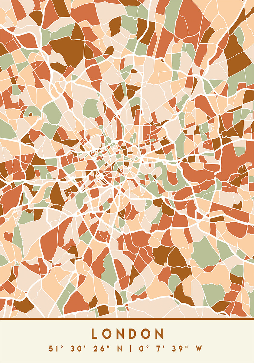 Póster Mapas Pretos Tons de Terra 41