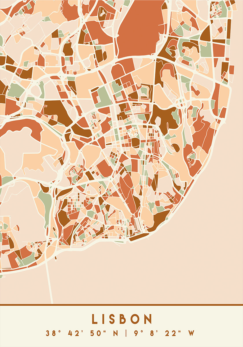 Póster Mapas Pretos Tons de Terra 39