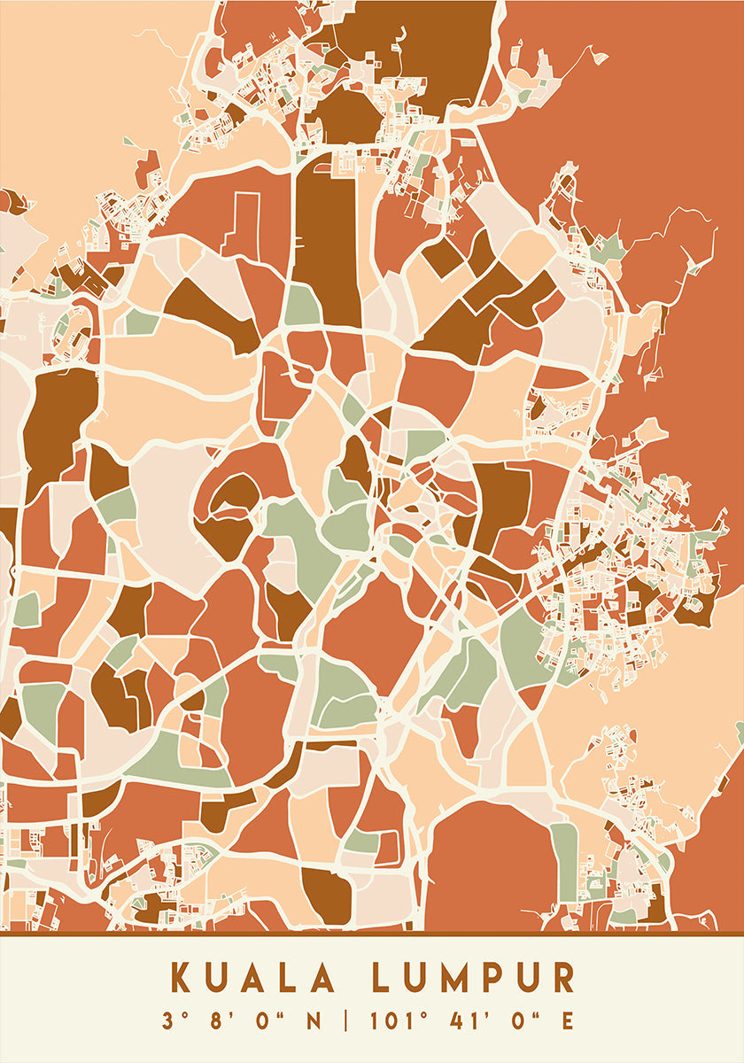 Póster Mapas Pretos Tons de Terra 37