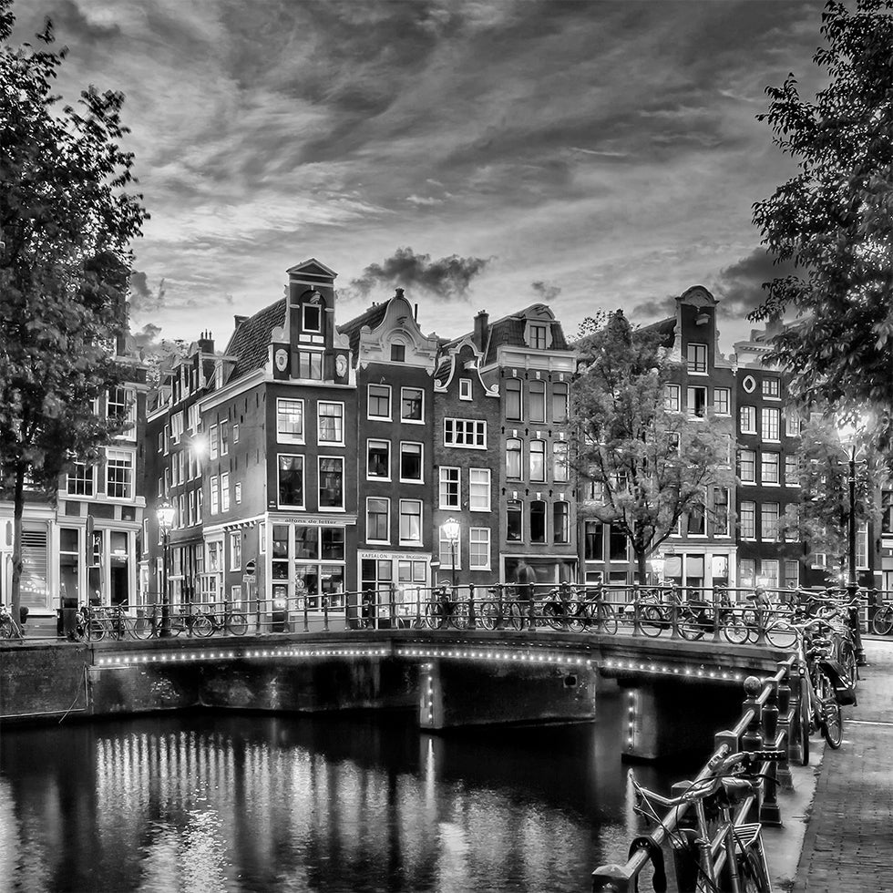 Impressão idílica de AMSTERDAM do single - pôster monocromático