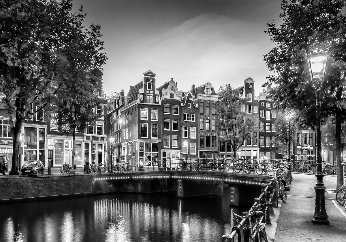 Impressão idílica de AMSTERDAM do single - pôster monocromático