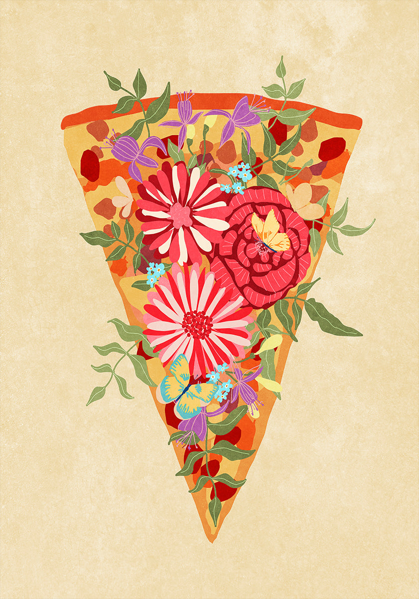 Fatia de pizza de flores