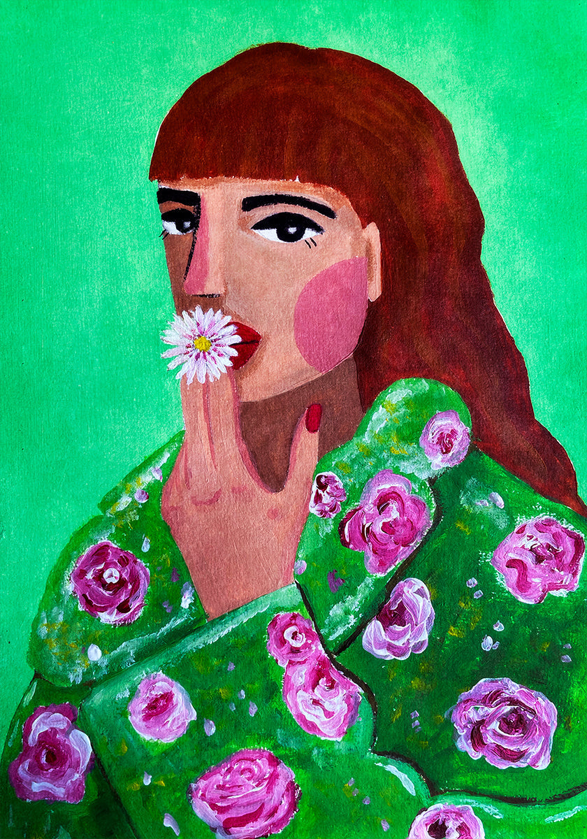Póster Mulher fumando uma flor