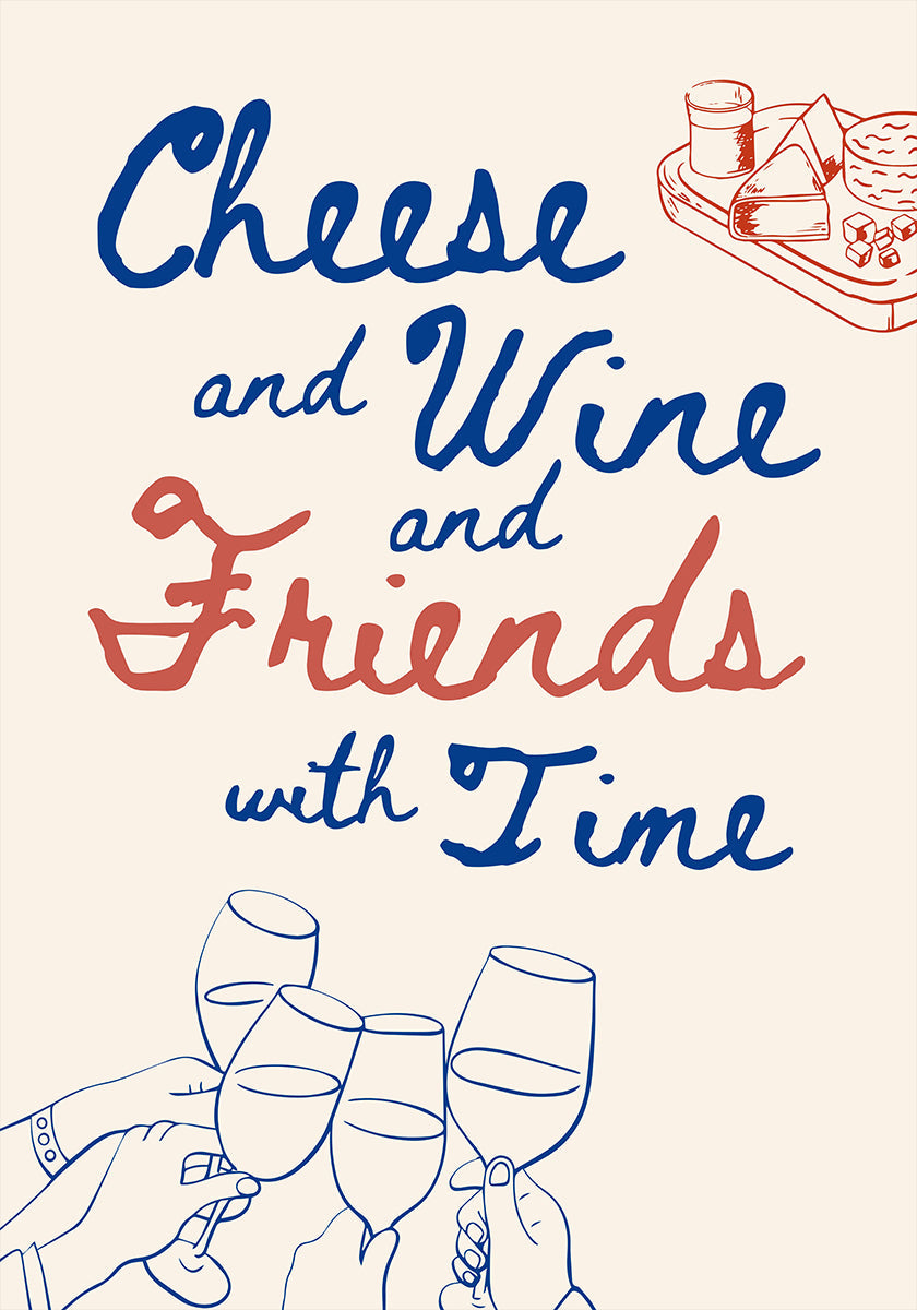 Pôster Queijo e Vinho..., Texto + Ilustração