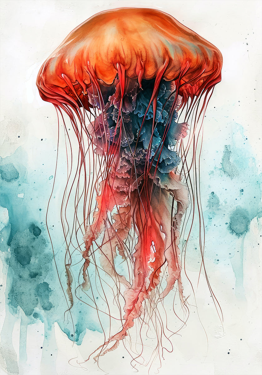 Poster Vida marinha animal do Medusa da arte da aguarela