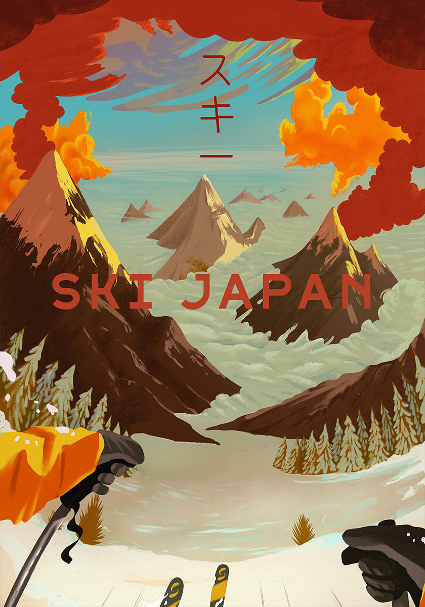 Póster Esqui Japão