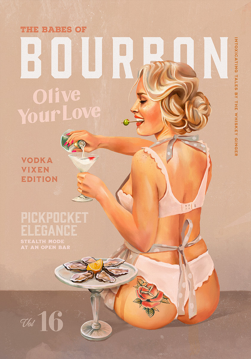 Pôster Bourbon Babe Vol 16 Vintage Vodka Martini Pin Up Girl