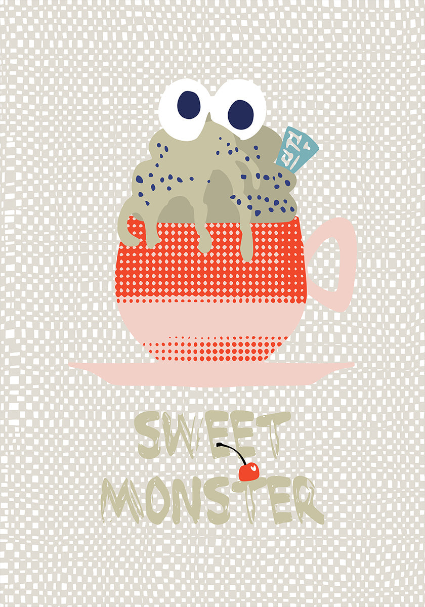 Póster Sweet monster cupcake vermelho