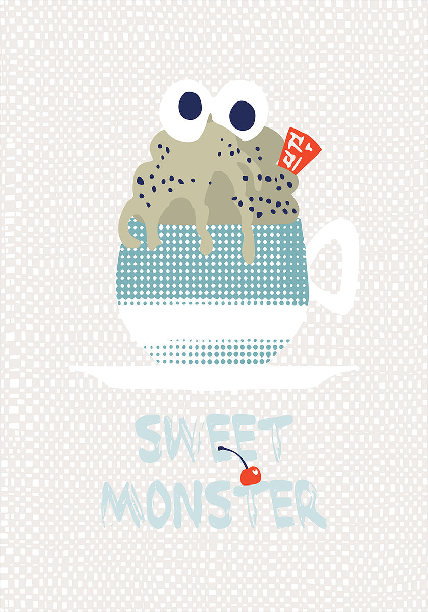 Póster Sweet monster cupcake mint