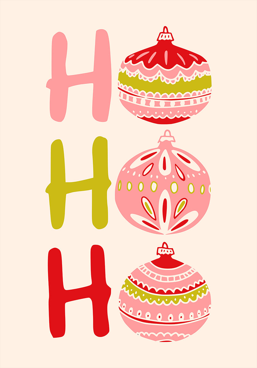 Póster HoHoHo Pequena Ilustração de Natal Alegre
