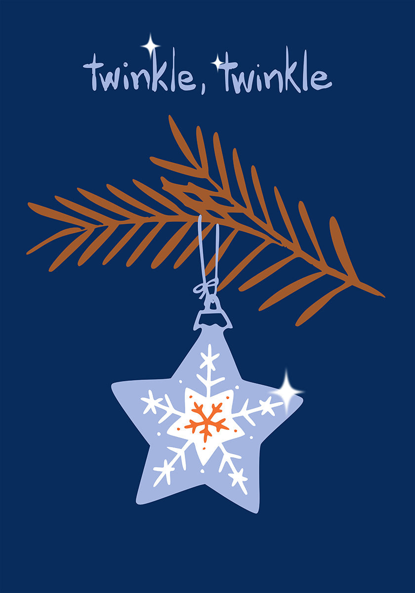 Póster Brilho alegre estrela de Natal azul