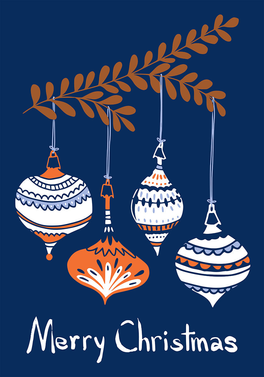 Póster Pequenos enfeites de Natal azuis