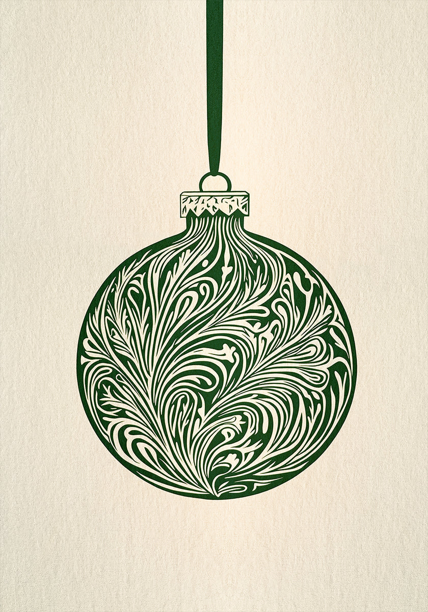 Póster Bauble de Natal Verde Oliva