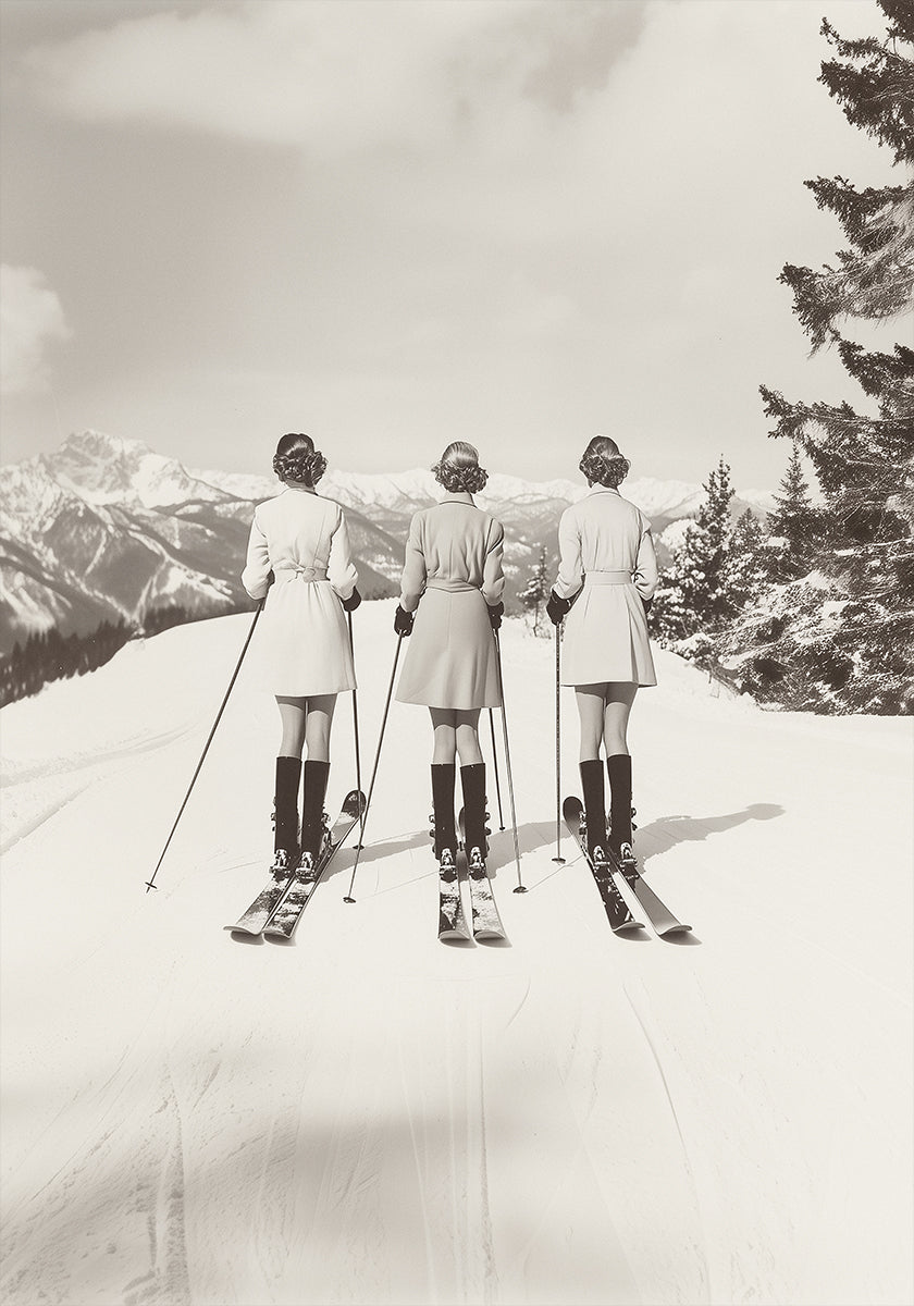 Poster Vintage Glamour Skiers