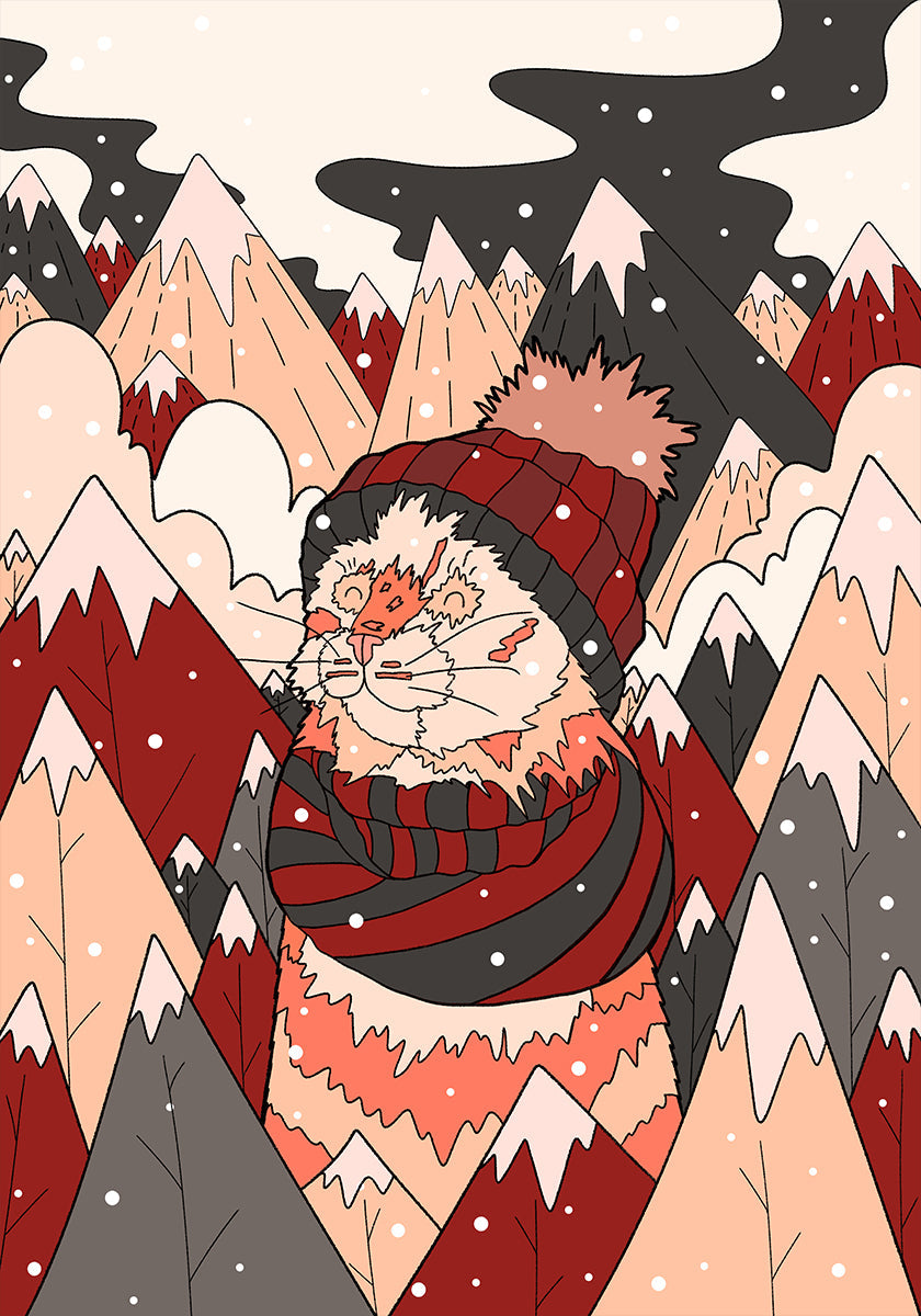 Póster Gato de inverno aconchegante