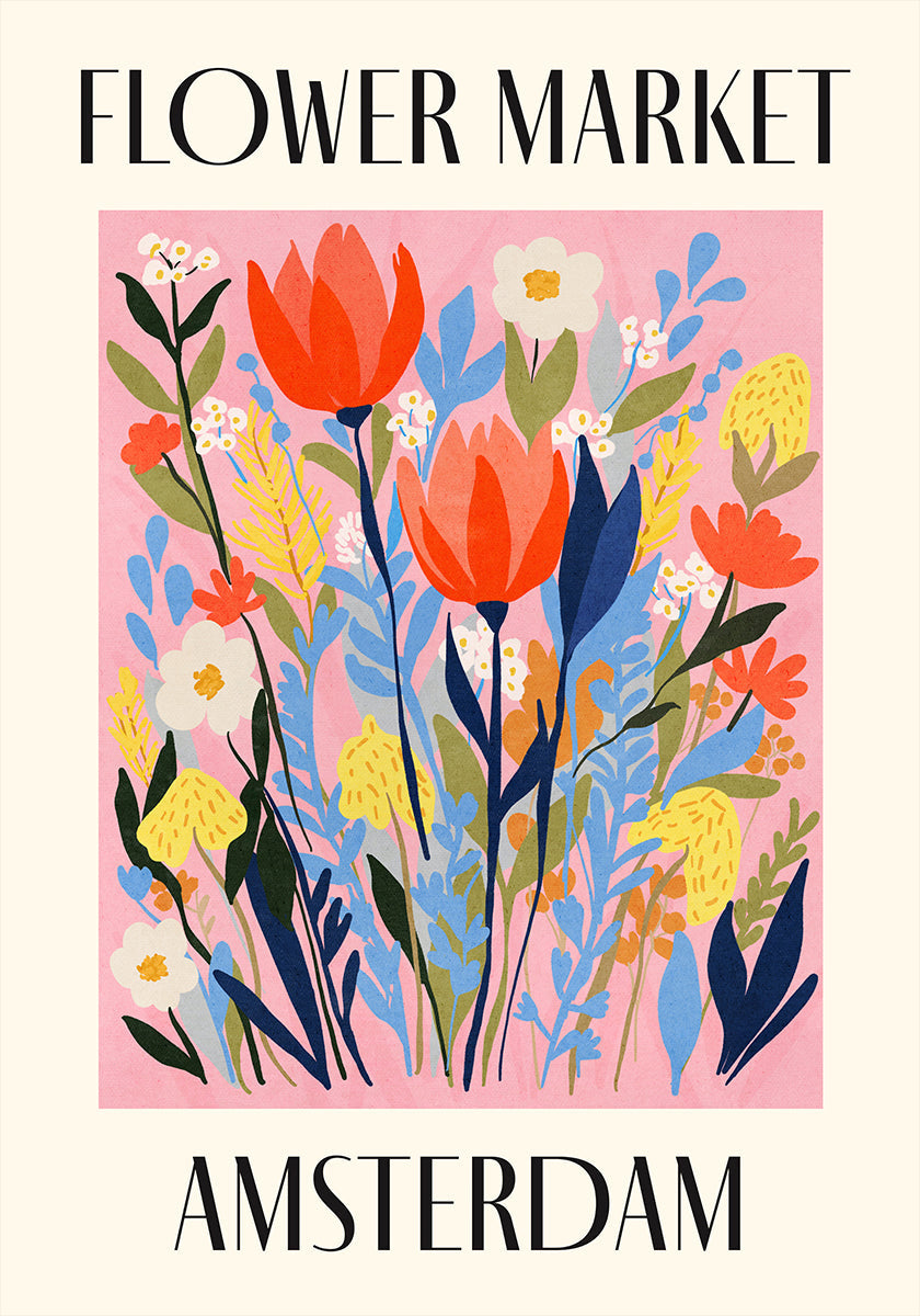 Póster Mercado de flores Amsterdã Países Baixos