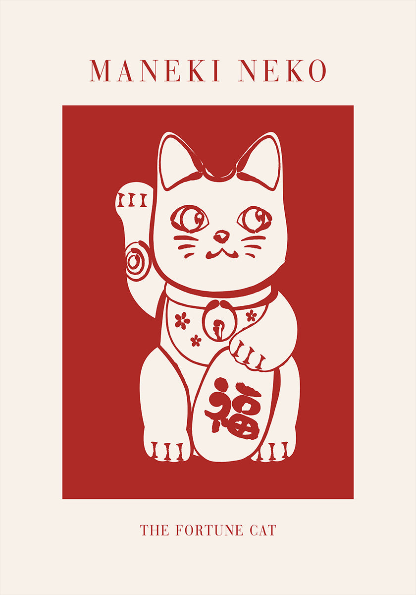 Maneki-Neko Gato Vermelho