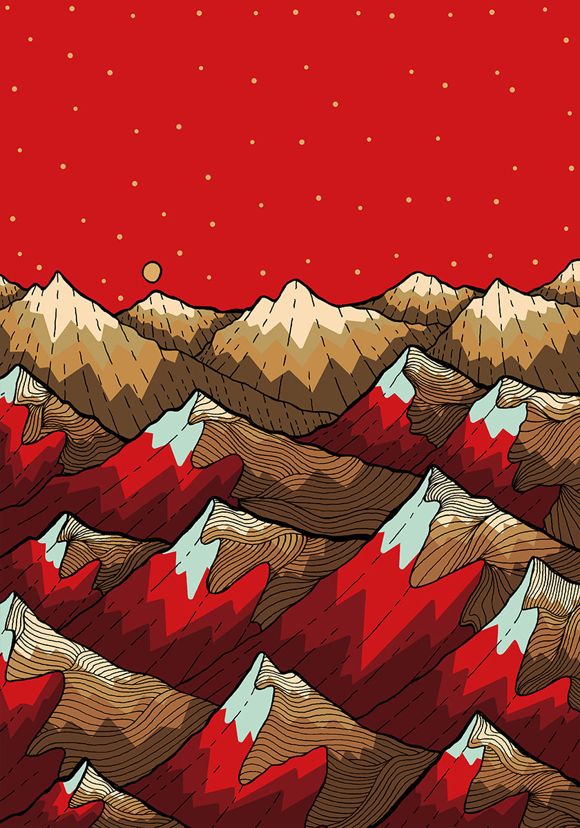 Póster Golden red peaks