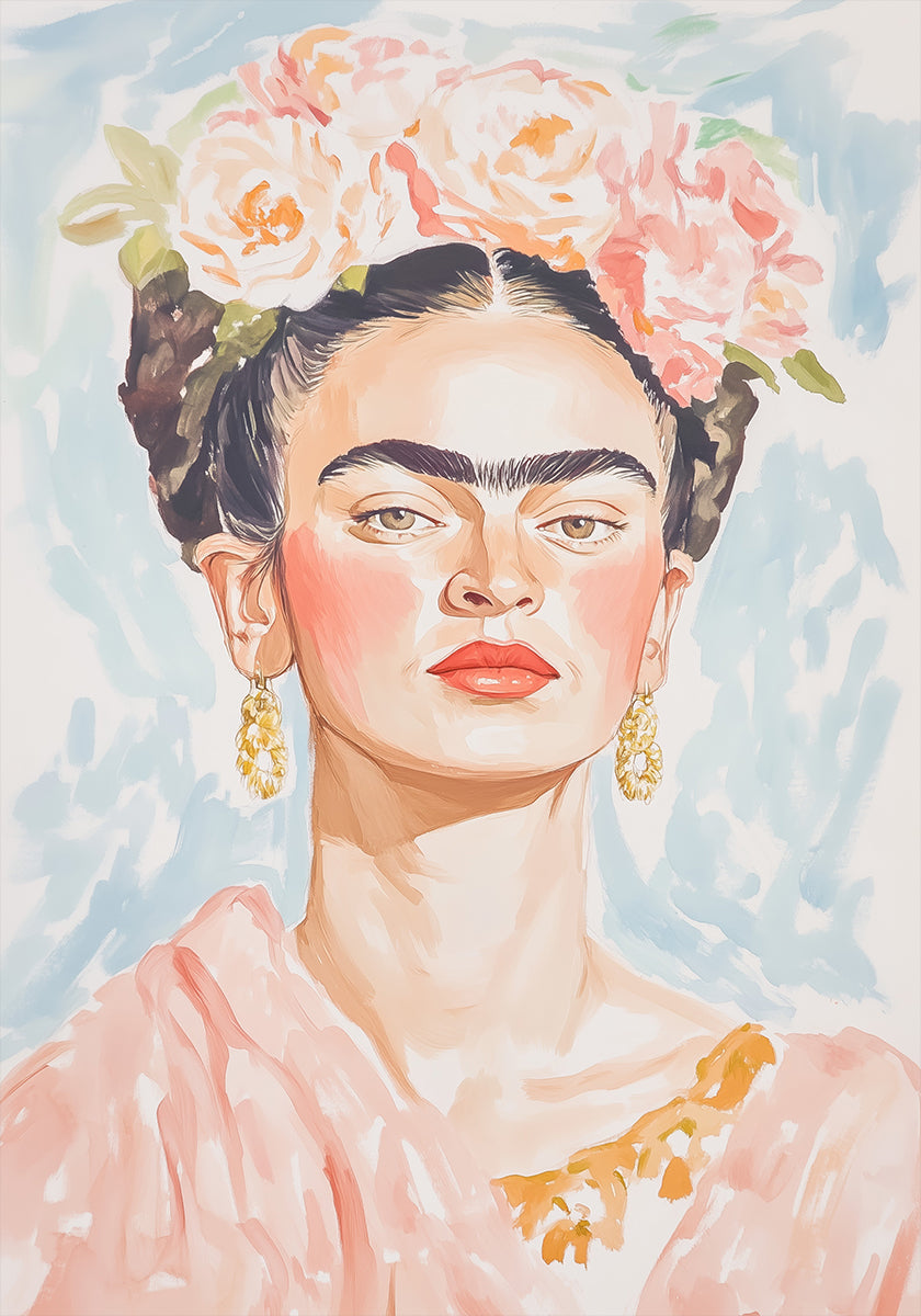 Pôster Frida em Cor Pastel