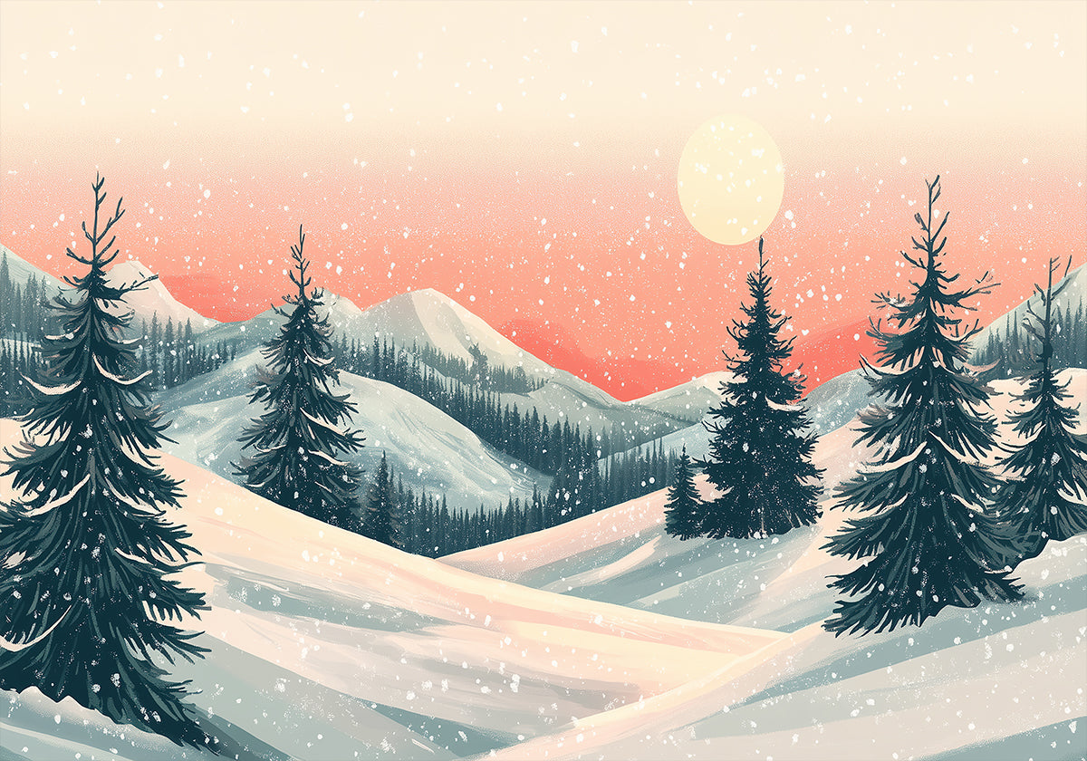 Póster Paisagem de Natal de inverno nevado