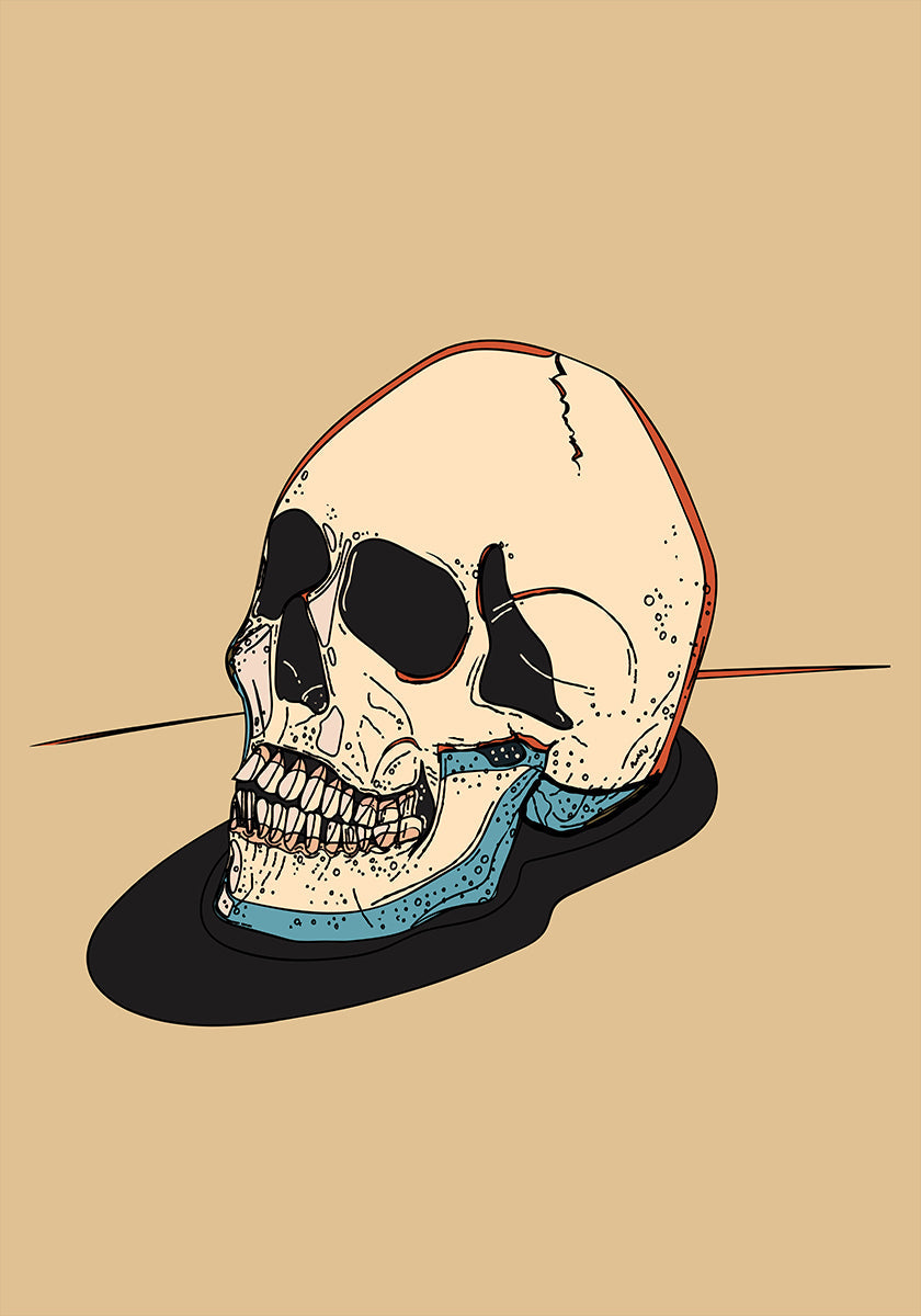 Pôster Ilustração do crânio em um fundo bege