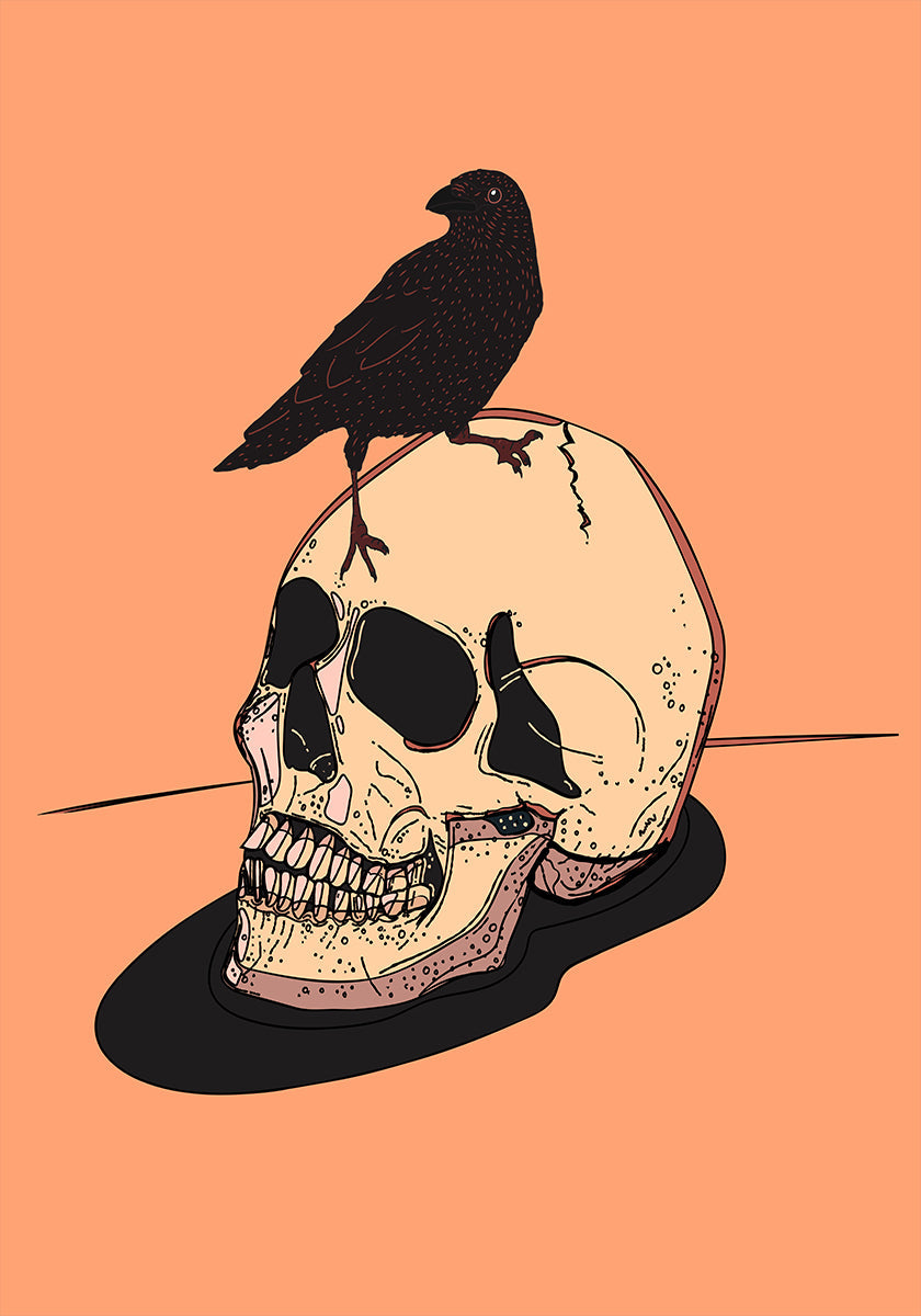 Pôster Caveira e Corvo