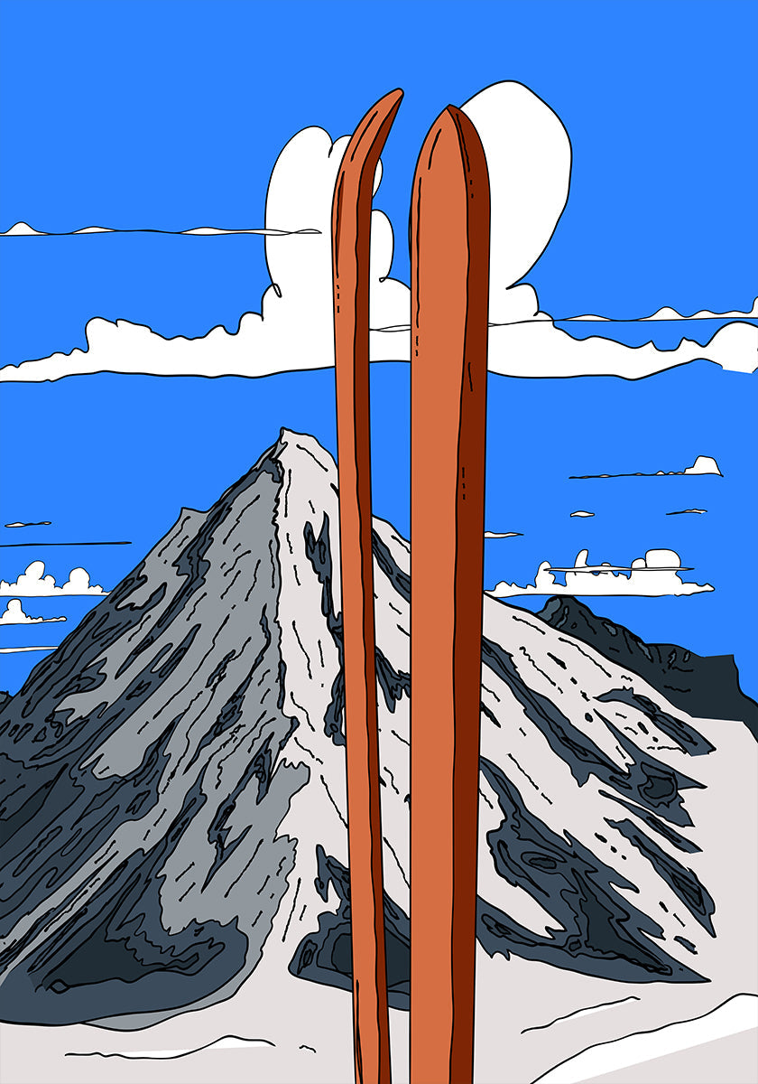 Um pôster maravilhoso de férias de esqui