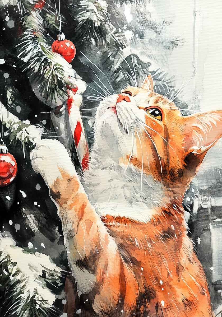 Pôster Os gatos amam a árvore de Natal