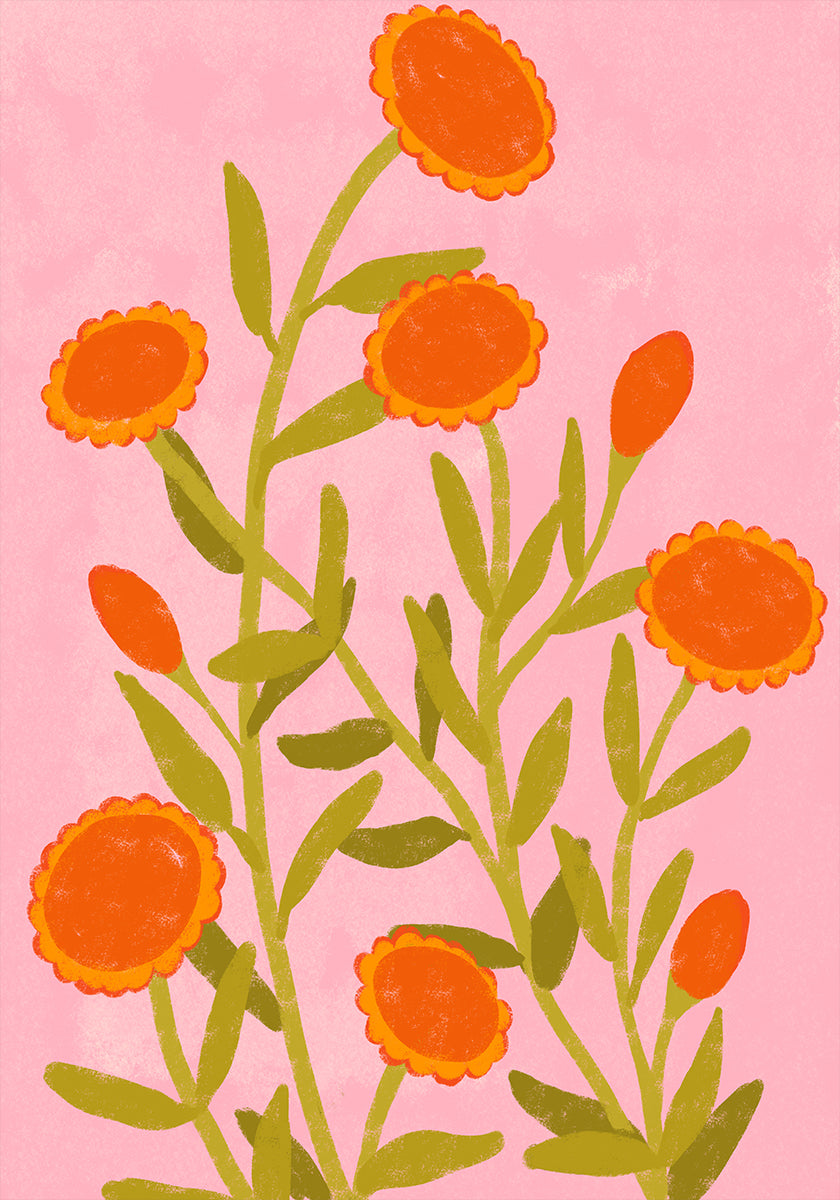 Poster Flores Laranja Vibrantes