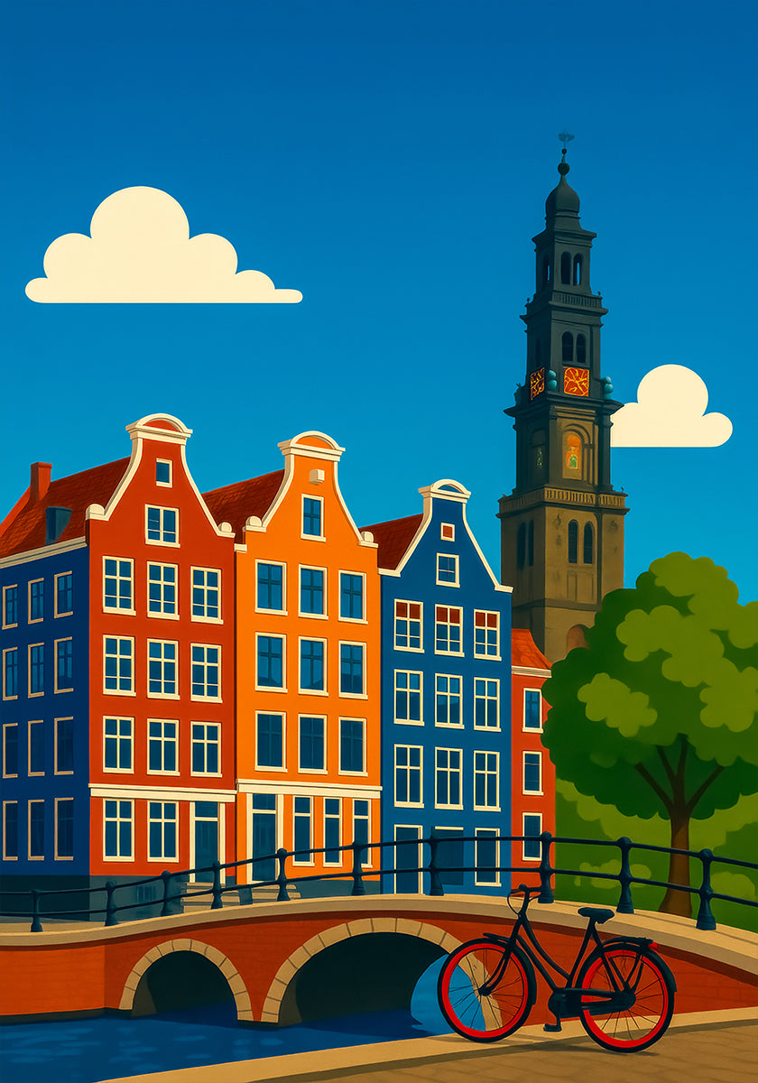 Poster Canal e bicicleta de Amsterdã