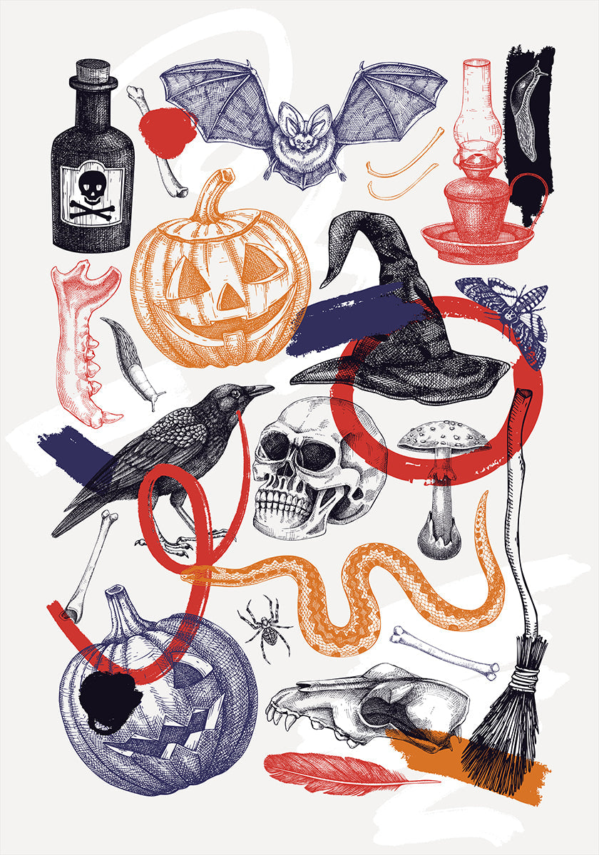 Pôster de arte de colagem de Halloween