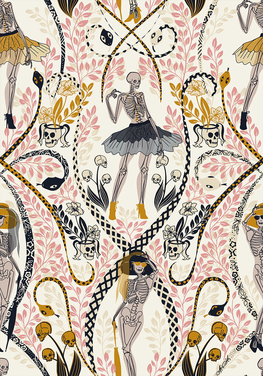 Póster Padrão branco antigo fashionista gótico