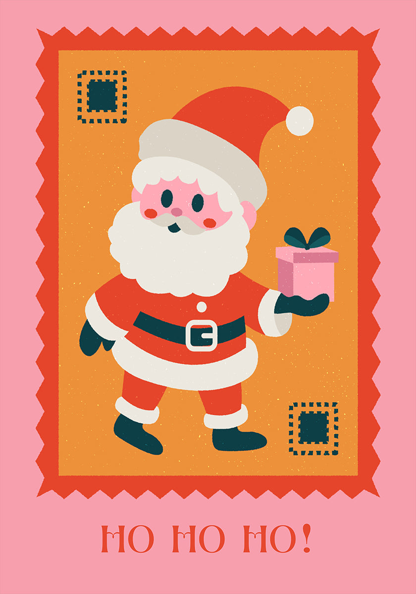 Póster Ho ho ho - Papai Noel com presente