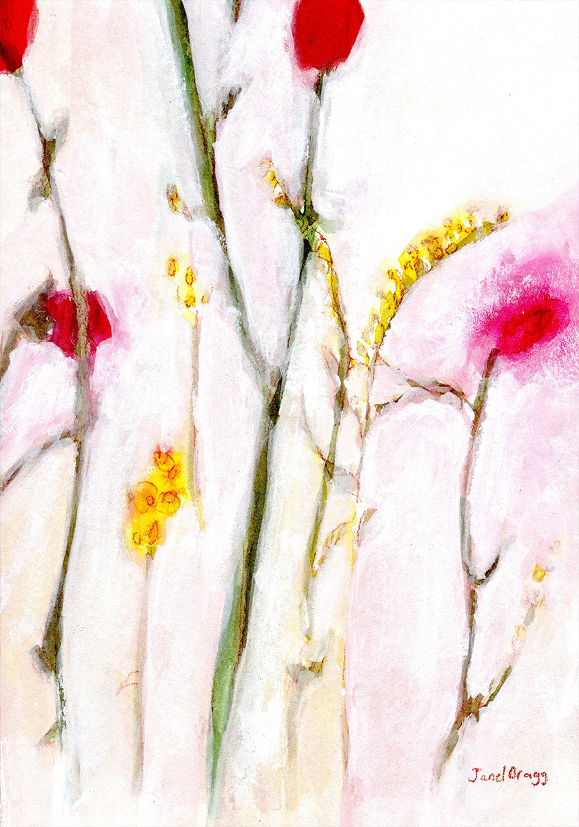 Póster Floral em laranja e lilás