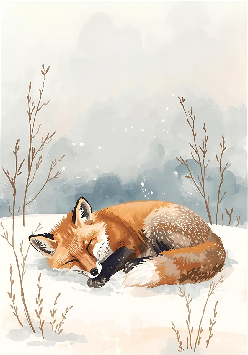Pôster Schlafender Fuchs em Schnee