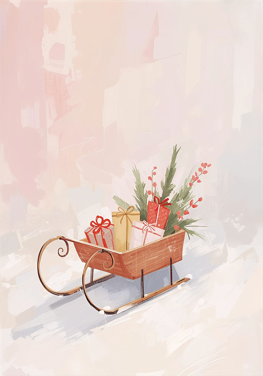 Póster Schlitten mit Geschenken