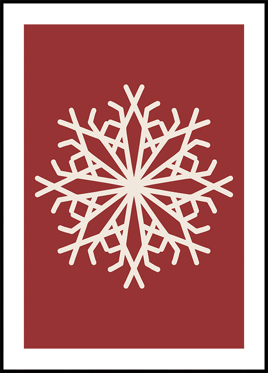 a white snowflake on a red background