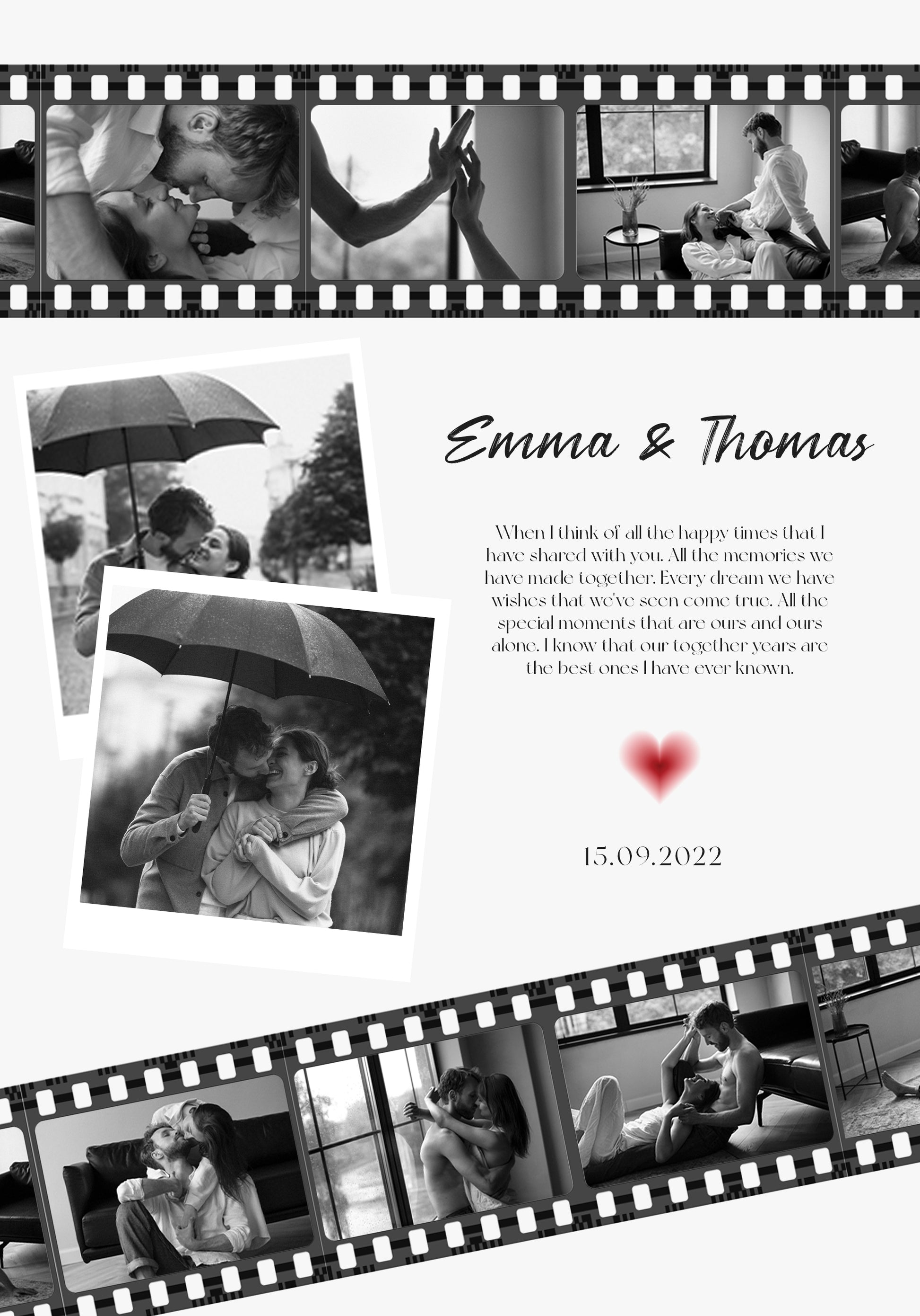 Pôster de colagem de fotos de filme de aniversário