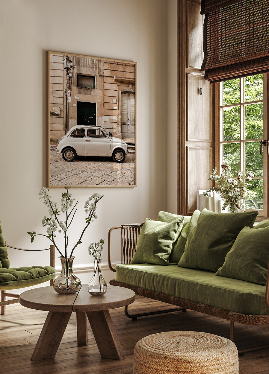 Classic Car in Urban Setting Plakat - Posterbox.dk