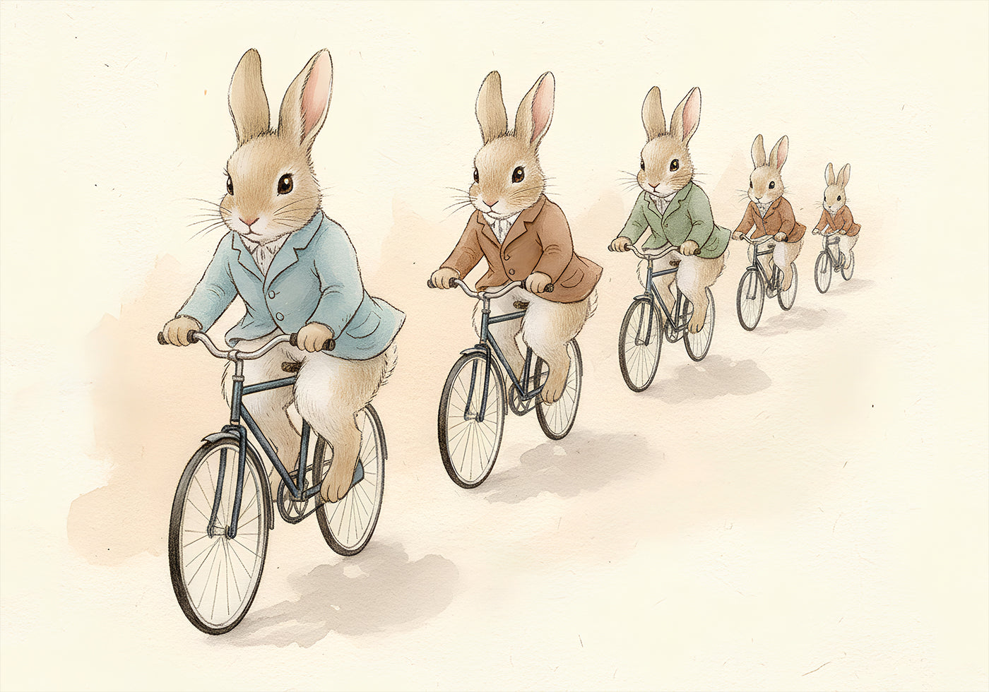 Poster Amigos coelhinhos em bicicletas
